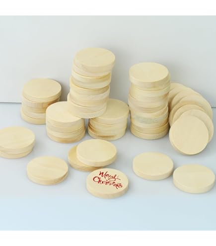 OLYCRAFT 50 stuks natuurlijke houten schijven met een diameter van 4 cm, 5 mm, ongerepte ronde cirkels van dik natuurlijk hout om te knutselen, schilderen, graveren, woondecoratie