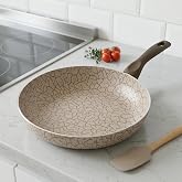 Papilla Maxi Tava - İ&ccedil; ve Dış Beyaz Bronz Magma (Kır&ccedil;ıllı) Yanmaz Yapışmaz Aile Boyu Pişirme Tavası 30 cm ve 26 cm (26 CM)