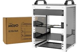 Tecmojo 10 tum 6U 200mm djup Stationärt Miniräcke, Nätverksskåp med SBC-insats, Mikro-HDMI till HDMI Adapterkort och Blindskydd, för 10" AV-, NAS- och Serverenheter