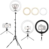 Ring Light with Tripod Stand & Phone Holder, 12 Inch Dimmable Selfie Ring Light Kit, 3 Color Modes 10 Brightness, Work…