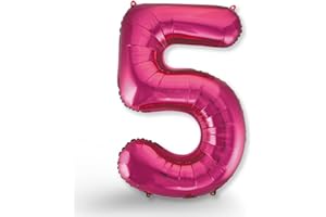 FUNXGO Globo de plástico número 5 rosa, número gigante, material reforzado, vuela con helio, para 5 años, decoración de cumpleaños, fiestas, bodas