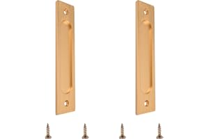 MOROBOR Set di 2 maniglie rettangolari per porte scorrevoli in acciaio inox con viti per porta scorrevole, colore: oro opaco