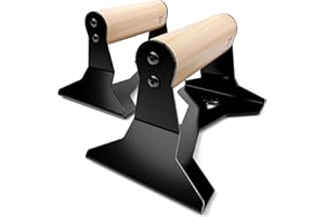 PULLUP & DIP Parallettes - Push Up Handles with Ergonomic Wooden Handles & Heavy-Duty Steel - Non-slip Parallettes Bars for Strength Training and Calisthenics - Press Up Handles for Push Ups