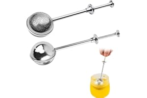 deegbbyi 2 Piezas Pinzas para Té, Infusor de Té de Acero Inoxidable 304, Colador de Tea Reutilizable en Forma de Bola, Bola de Filtro de Tea con Mango Telescópico, para Tazas, Tetera, Café Ollas