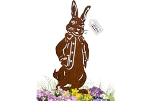 ‎TERMA Terma Stahldesign Osterhase Peter Rost Gartenstecker Handmade Germany Osterdeko für draußen und drinnen Gartendeko Frühling Rost Metall, Deko Ostern Hase