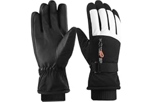 Andiker Rękawice narciarskie dla mężczyzn, wiatroszczelne, wodoszczelne, ciepłe rękawiczki z kieszenią na zamek błyskawiczny, ochrona przed zgubieniem, rękawiczki zimowe dla mężczyzn do jazdy na