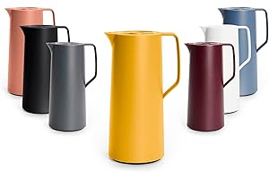Emsa, Caraffa Termica Motiva, Thermos 100% Ermetico con Ampolla in Vetro, Capacità 1 L, Chiusura Quick-Press, Dimensioni 16,8 x 12,6 x 27,4 cm, Colore Giallo