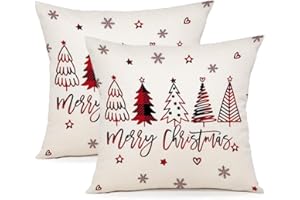 YCOLL Kissenbezug 40x40 2er Set Kissenbezug Weihnachten Kissenbezüge Dekokissen Leinen Kissenhüllen für Deko Weihnachten Sofa Schlafzimmer Couch 40x40 cm