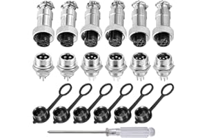 Aiqeer 6 Stück GX12 Aviation Stecker Set, 12 mm Gewinde Metall Luftfahrt Kabelverbinder, 5A Männlich Weiblich Luftfahrt Stecker Steckdose Kit (4 Polig/5 Polig/6 Polig)