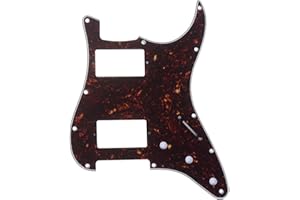 Musiclily Pro 11 Löcher HH Strat Pickguard 2 Humbucker Gitarren Schlagbrett für Fender American/Mexican Standard Stratocaster Modern Style E-Gitarre,4 lagig Tortoise Shell