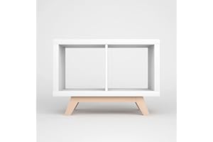 ‎NEW SWEDISH DESIGN Kallax Regal Untergestell für 2er Kallax | Holzuntergestell Massive Buche | Möbelfüße für Kallax Sideboard | Passgenau 2 Fächer Breite | Retro Design