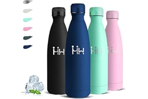 GRSTA Borraccia Termica, Borraccia 500 ml, Senza BPA, Bottiglie Acciaio Inox, Senza Perdite, Borracce 0,5 litri, Acciaio Inossidabile 18/8, Bottiglie Metallo per Scuole, Campeggio, Viaggio, Ufficio