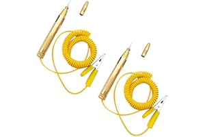 Leloco 2 Stück Stromprüfer Stift, Spannungsprüfer Kfz mit 250cm Kabel, 6-24V Auto- und Motorrad-Tester, Diagnosewerkzeug mit Federklemme