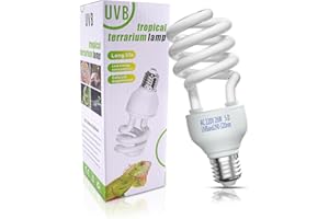 DoRight 5,0 UVB Glühbirne Reptil 26W, E27 UVA UVB Schildkröte Leuchtstofflampe AC 220-240V UVB Tropisches Terrarium Lampe für Regenwald Reptilien Chamäleon Eidechse Schlange Haustier (1-Pack)