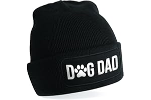 Spoilt Rotten Pets Dog Dad Adult Beanie - Black Knitted Dog Dad Pet Lovers Pull on Beanie Wooly Knitted Dog Walking, Hiking Hat (Adult, Black)