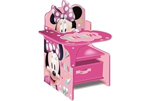 ARDITEX - Sedia-Banco infantile in legno con contenitore in tessuto di Minnie Mouse di Disney - 62x30x60cm - Colore Rosa - Ideale per attività creative, studio o gioco.