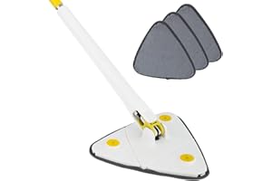 CIVG Vadrouille de Nettoyage Réglable Rotative à 360,Fibre Superfine Balai à Franges,Absorbe et Déshydrate Rapidement Balai de Nettoyage Triangulaire pour Carrelage,Bois Franc,Ciment (B)