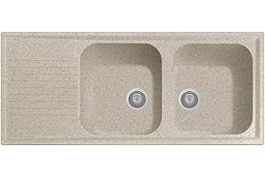 Lavello composito cucina Plados a due vasche più scolapiatti PL1162 (Avena)