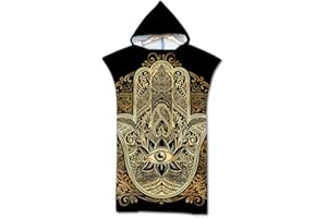 Odot Poncho Toalla con Capucha Adulto Natación Playa Surf Albornoz para Cambiarse de Ropa Toalla de Microfibra Albornoces Nadar Playa Baño Verano (75x110cm,Ojo)