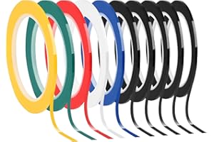 FAMCUCHE 10 Pièces Rubans Adhésifs pour Tableau Blanc, 5 Couleurs Graphique Ruban à Grille Marquage Auto-adhésif, Scotch Couleur pour Bureau, 3 mm x 66 m