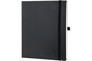 POPRUN Kalendarz 2025 Tygodniowy Książkowy 26,5 x 21,5 cm, 17 Miesięcy od Sierp 2024 r. do Grud 2025 r, Wyjmowany Uchwyt na Długopis, 80 GSM Papier - Czarny