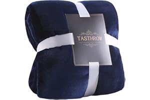 TASTHROW Coperta Vellutata in Pile, Morbida Coperta Plaid Divano Coperta Per Letto in Microfibra per Divano, Letto, Viaggi (230x270cm, Marina)