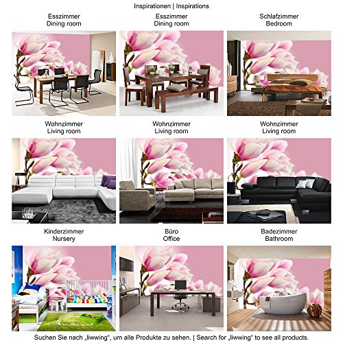 Vlies Fototapete PREMIUM PLUS Wand Foto Tapete Wand Bild Vliestapete – PINK MAGNOLIA – Magnolie Blumenranke Pflanzen Natur Orchidee Blume rosa – no. 014, Größe:300x210cm Vlies - 4