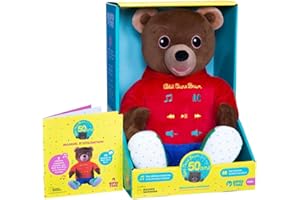 Gipsy Toys – Petit Ours Brun - Edition Speciale Anniversaire 50 Ans - Peluche Interactive : CHANSONS, COMPTINES, CONTEUSE D’Histoires – 28 CM – Marron ET Rouge – Vendue en Boite Cadeau - Version FR