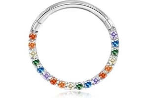 BodyBonita Anneaux de Piercing Septum Clicker avec CZ - Acier Chirurgical 316L 20G/18G/16G Piercing Nez Anneaux Conch Piercing Oreille Conch Helix Tragus Rook Cartilage Daith Lobe Nombril 6mm-10mm