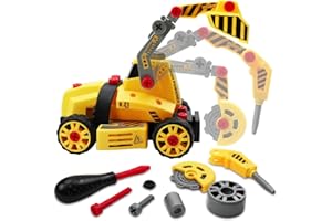 LIVEHITOP Coche de Juguete Construccion Vehículos, Desmontar y ensamblar Niños Juguete con la Herramienta Tornillo, Niños de 3 4 5 6 7 8 Años Regalo día del niño