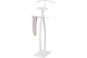 IDIMEX Valet de Chambre Robin Valet de Nuit Porte vêtements, Structure en Bois laqué Blanc