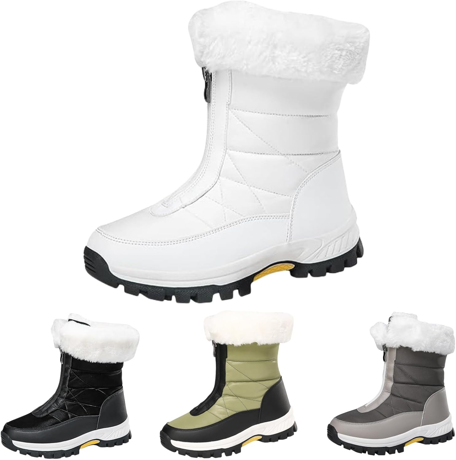 Women’s Non-Slip Warm Zipper Snow Boots, Anti-Slip Mid-Calf Winter Boots, Waterproof & Lightweight, for Outdoor Winter