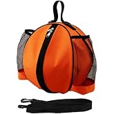 JZK Shoulder Bag for Basketball, Volleyball and Football with Side Net Pockets for Water Bottle, Handbag, Orange