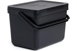 TATAY Kuchenny pojemnik na kompost, pojemność 6 l, polipropylen, wykonany w 100% z materiałów pochodzących z recyklingu, kolor czarny, wymiary 26,5 x 19 x 18,5 cm