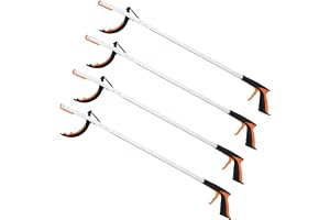 COSTWAY 4 Grepptänger Extra Lång 88 cm, Griptång för Seniorer, Soptång med Halkfri TPR-Klo, Aluminiumstång, Ergonomisk Greppa