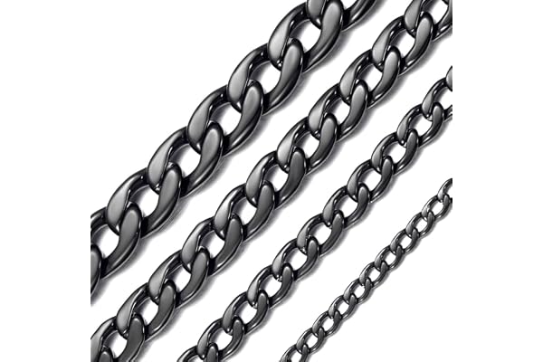 ChainsHouse Chaine Homme Cubaine Durable Collier Homme Acier Inoxydable Femme, 5/9/12/15mm Largeur,36-76cm Longeur, Argenté/Doré/Noir Chaîne Parfait Bijoux Cadeau