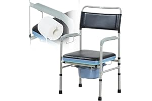 ‎AIRM HEALTH AIRM HEALTH Toilettenstuhl Krankenstuhl WC-Stuhl mit Toiletteneimer für Behinderte Person Mobilität Nachtstuhl mit gepolsterter Sitzplatte für Senioren und Schwangere mit Höhenverstellung (8023)