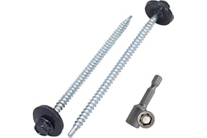 SKIR'CO (100 pièces) Vis Toiture Peintes 4,8 x 100 mm, Tête Hexagonale, Vis Autoperceuses Avec Rondelles EPDM (Gris Anthracite, RAL 7016)