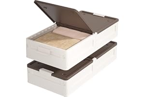 HAIXIN cajas almacenaje, organizador armario, caja bajo cama, storage box apilable plegable con ruedas, 43.5L cajas almacenaje ropa sabanas tela juguetes libros blanco leche, 2 piezas