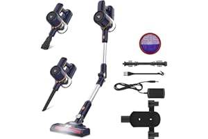 TASVAC Aspirapolvere Senza Fili, Scopa elettrica Pieghevole,Senza Sacco,Leggera 1,36KG, 20kPa, Luce LED, Due filtri a spugne, Autonomia 40 Min, Pavimenti Tappeto Peli di Animali Domestici