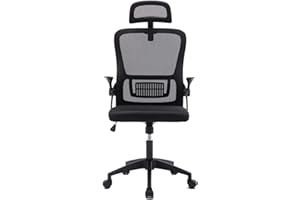 Max Star Silla de Oficina Ergonómica Silla Giratoria, Altura Regulable, Respaldo y Asiento de Malla Transpirable, Escritorio, Oficina, Hogar, Reuniones, Negra