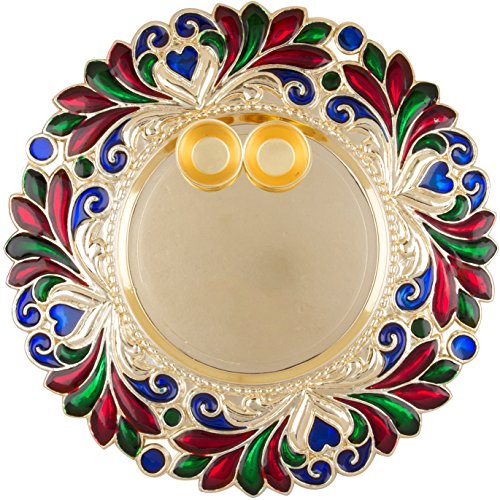 Bombay Haat Designer Golden Puja Thali / Rakhi Platter / Tilak Thali...