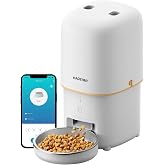Haustier PF02 Akıllı Otomatik Kedi Mama Kabı, Tuya App-Wifi Uzaktan Kontrol, Sens&ouml;rl&uuml;, 4Lt hazne, Metal Kase (Beyaz)