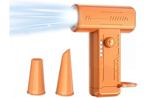 FUERDICH Compressed Air Duster, Electric Air Duster, Cordless Mini Air Blower for PC 130000 RPM Variable Speed with LED Light for Home, Keyboard, PC, Car Cleaning (Orange)