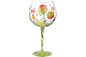NymphFable Copa de Vino Mariposa Flor Copas Gin Tonic Pintado a Mano 20oz Regalos de Cumpleaños Personalizados para Mujeres Amigas