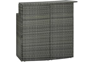 vidaXL Mesa Alta de Jardín Muebles Mobiliario Cocina Salón Sala Estar Hogar Exterior Patio Estable Duradera Ratán Sintético Gris 120x55x110 cm