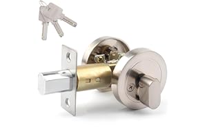CYLEIBE Zinc Alloy Single Cylinder Deadbolt Lock - Modern Invisible Door Lock for Bedroom, Front Entrance and Passage (35-50mm, Silver)