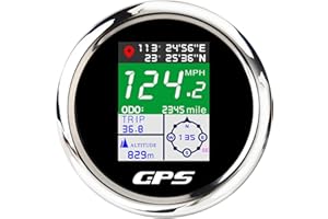 Geloo 85mm TFT Bildschirm Digital GPS Geschwindigkeitsmesser Wasserdicht Einstellbar MPH Knoten Km/h Mit GPS Antenne für Boot Auto Motorrad Kilometerzähler