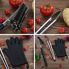 COMLIFE Grillbesteck 3-teilig Set mit rostfreiem Edelstahl Zange, Reinigungsbürste – Bild 2