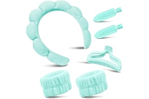 ‎MY NOVEL THINGS my novel things 6 Stück Haarband Kosmetik, Spa Stirnband zum Waschen Gesicht Wristband Set, Weiches Frottee make up haarband, Spa Haarbänder mit Haarspangen, Kosmetik Haarreif für Hautpflege